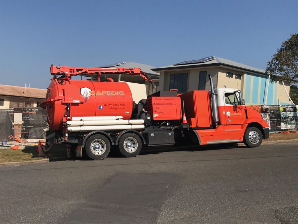 safe dig truck at housing estate